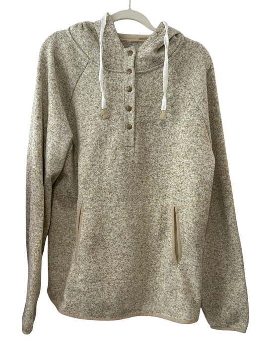 Zyia Active Tops - ZYIA Active XL Beige Heather Oversized Fleece Snap Neck Pullover Hoodie